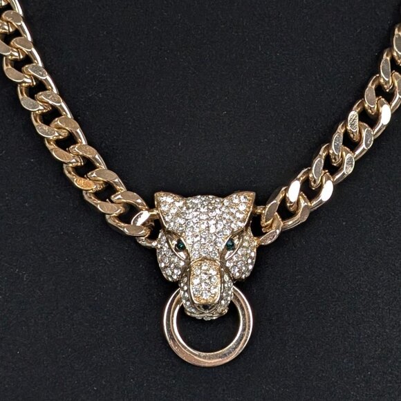 Aldo Rhinestone Tiger Chain Knocker Necklace - Picture 3 of 6